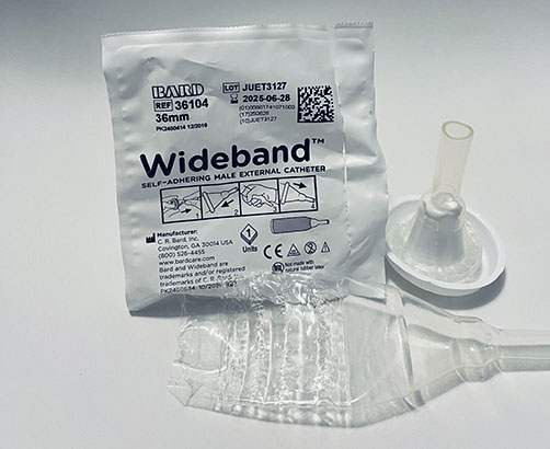 Wide Band Male External Condom Catheters 36mm Wide Band External Catheters 36mm Wideband External Condom Catheter by Veteran Medical Supplies online store selling catheters, drainage bags, urinary kits centrally located in Kansas City Missouri shipping to the entire United States