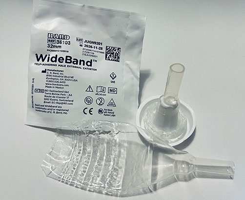 Wide Band Male External Condom Catheters 32mm Wide Band External Catheters 32mm Wideband External Condom Catheter by Veteran Medical Supplies online store selling catheters, drainage bags, urinary kits centrally located in Kansas City Missouri shipping to the entire United States